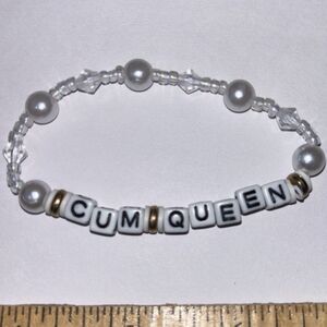 Handcrafted Beaded Stretch Bracelet Cream Y2K Aesthetic Trendy Unisex Jewelry